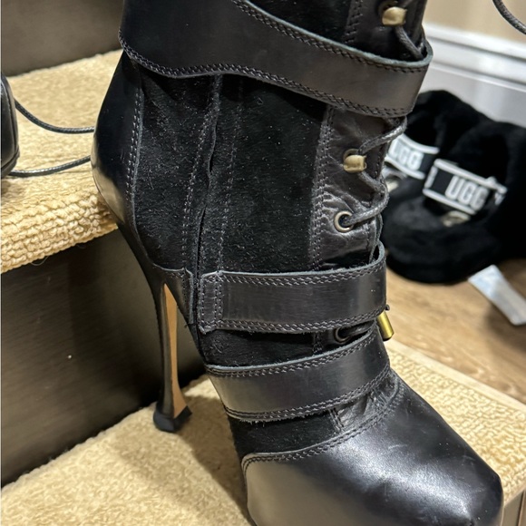 Brian Atwood Niki Leather and Suede lace up boots - Picture 4 of 8